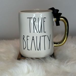 Rae Dunn Beauty and the Beast - True Beauty mug with gold handle